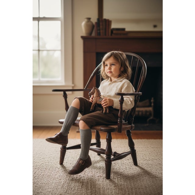 Antique Paine Furniture Co. Boston Child's Windsor Armchair With Original Rush Seat For Sale - Image 17 of 17