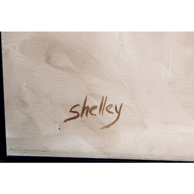 Tan 1970s Large Modernist Abstract Oil Painting of Layered Floating Torn Paper For Sale - Image 8 of 10