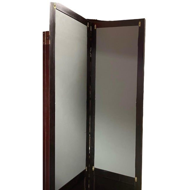 James Mont Mid-Century Asian Modern Chanel Style Mirrored Folding Screen Att. To James Mont For Sale - Image 4 of 5
