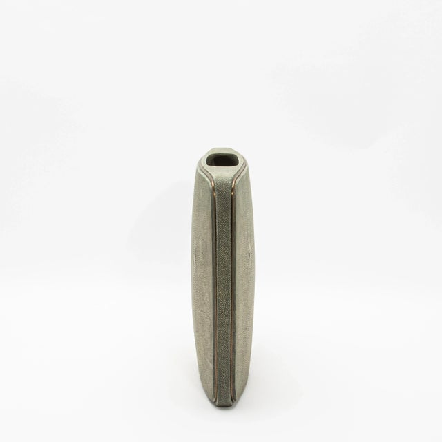 Modern Shagreen Vase With Brass Details by R&y Augousti For Sale - Image 3 of 9