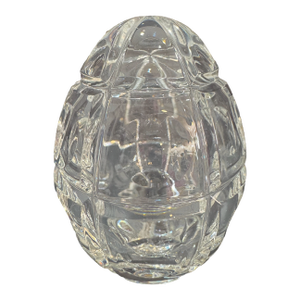 1980s Faberge Crystal Egg Paperweight Signed Numbered Clear Cut Crystal