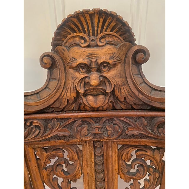 Renaissance Late 19th Century Italian Rennaisance Style Sgabello Carved Hall Chair For Sale - Image 3 of 11