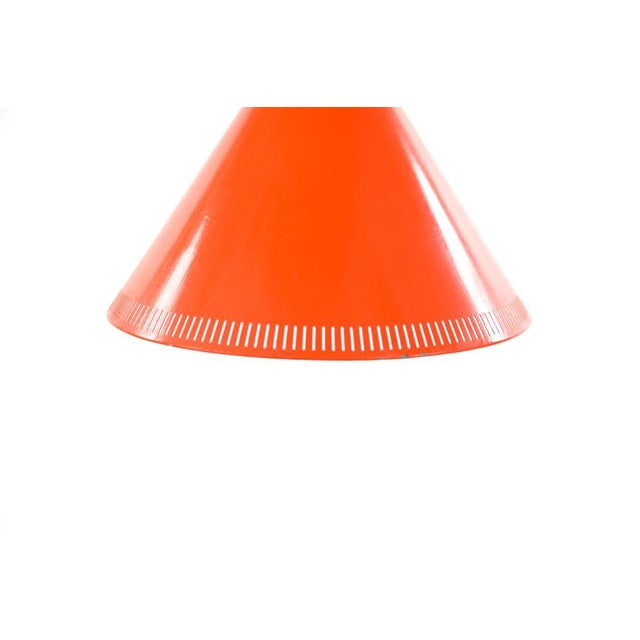 Poul Henningsen 1960s Danish Modern Orange Metal Cone-Shaped Pendant Light by Poul Henningsen For Sale - Image 4 of 10