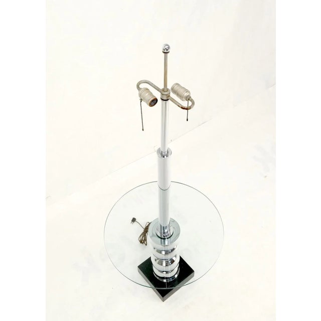 Mid 20th Century Pancaked Chrome Spheres Base Glass Top End Table Floor Lamp Mid-Century Modern For Sale - Image 5 of 13