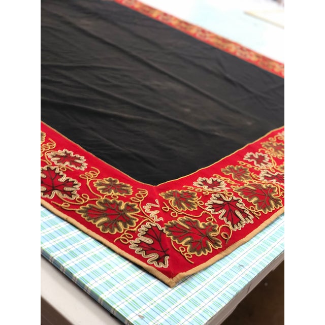 Large Antique Embroidered Textile Wall Hanging With Raised Floral Border — Possibly Portuguese For Sale - Image 6 of 13