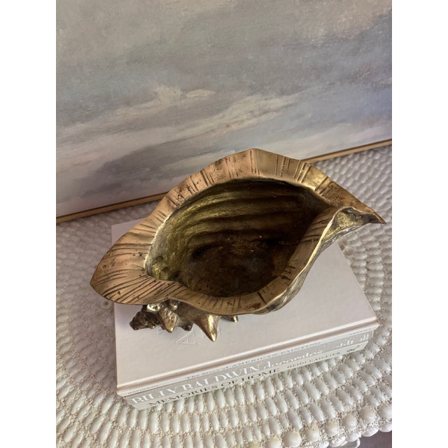 Vintage Large Brass Conch Seashell Planter For Sale In Philadelphia - Image 6 of 7