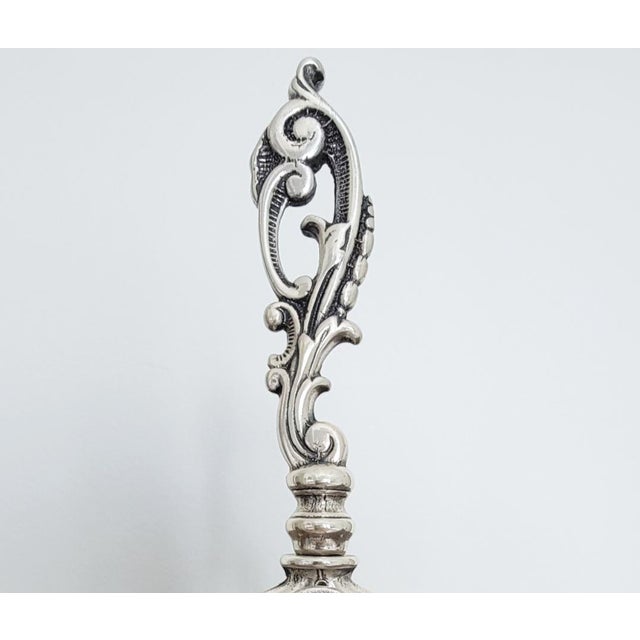 Italian Pair of Brass Fireplace Andiron Set in Silver Antique Finish For Sale - Image 3 of 7