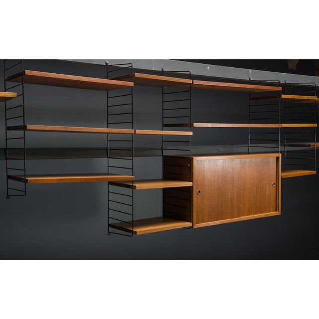 Black Modular Teak Wall Shelf by Nils Strinning for String, 1960s, Set of 29 For Sale - Image 8 of 17