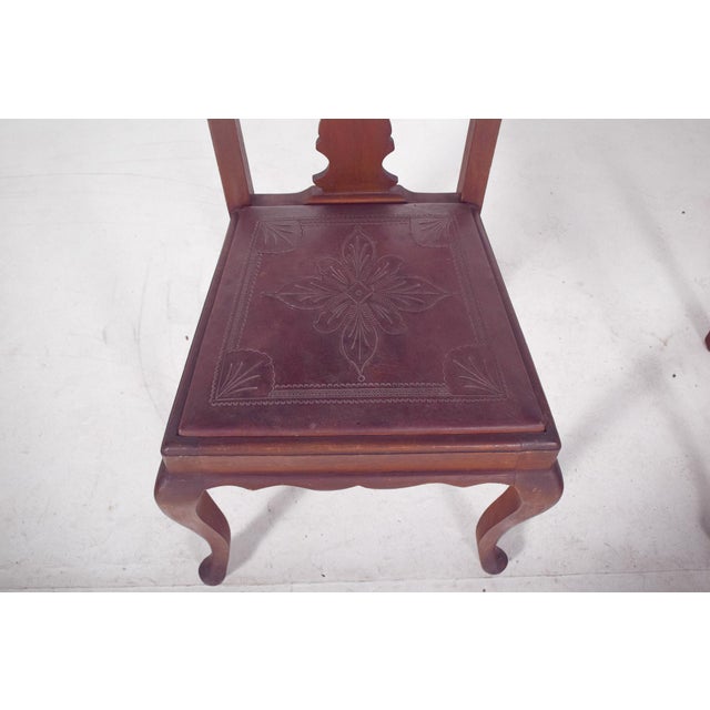 Chairs with Embossed Leather Seats, 1950s, Set of 2 For Sale - Image 10 of 12