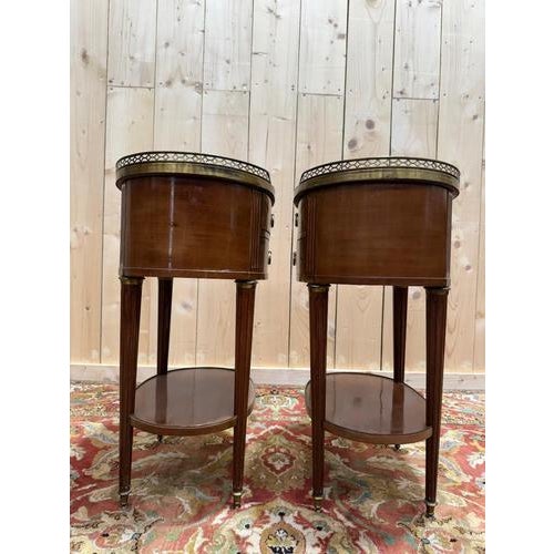 Louis XVI Style Oval Bedside Tables, Set of 2 For Sale - Image 6 of 8
