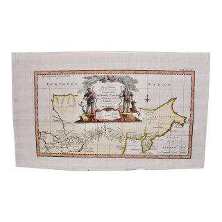 Siberia as Explored by Behring: Original 18th Century Hand-Colored Map by Bowen, 1744 For Sale