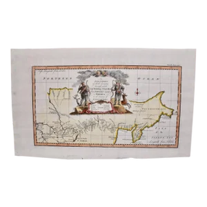 Siberia as Explored by Behring: Original 18th Century Hand-Colored Map by Bowen, 1744