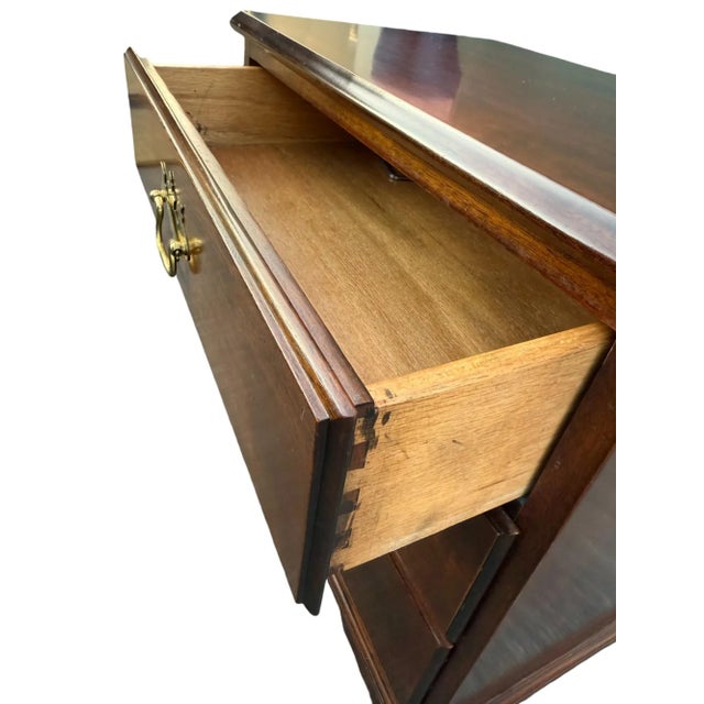 Late 20th Century Queen Anne 3-Drawer Chest, Mahogany With Brass Leaf Hardware For Sale In Indianapolis - Image 6 of 7