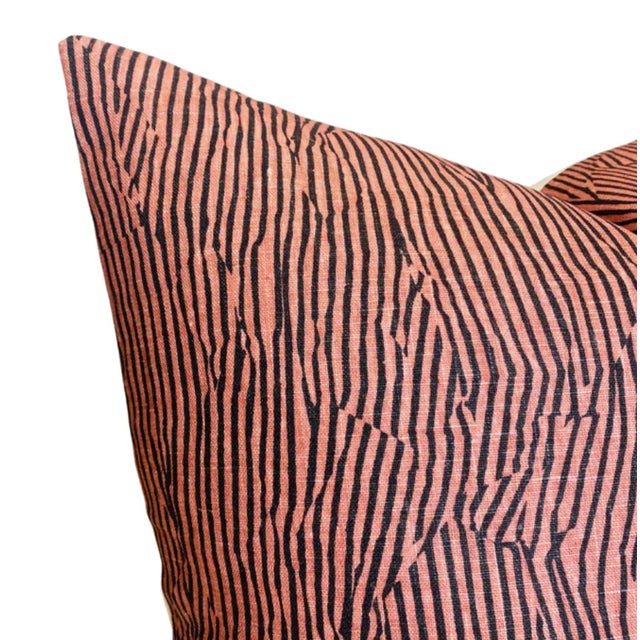 Modern Avant Linen Pillow Cover in Red, 20x20 Pillow For Sale - Image 3 of 3