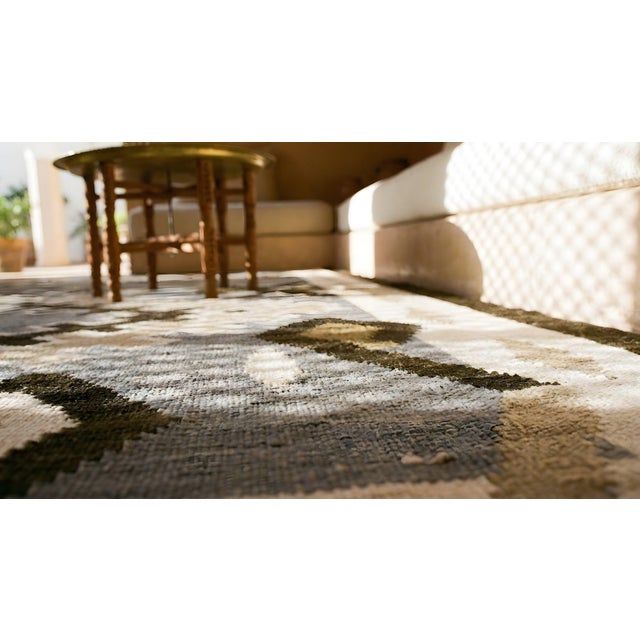 1930s Gray Diamond American Navajo Regional Rug 5' X 7' 8'' Flatweave Wool Carpet For Sale - Image 9 of 9