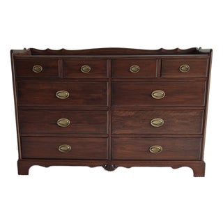 Solid Cherry Double Dresser With Gallery, Mid-20th Century For Sale