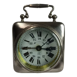 1900's French Midget Alarm Clock Japy Frères & Cie With Roskopf System