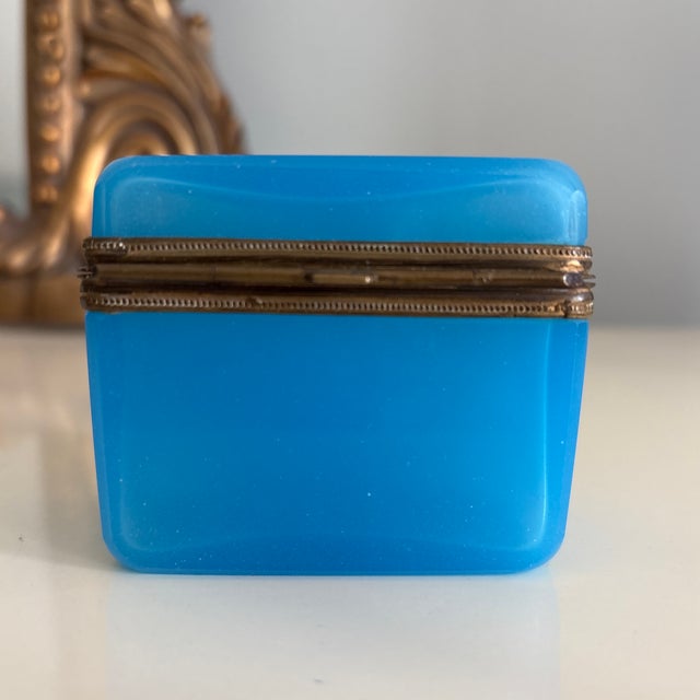 French Blue Opaline Glass Box For Sale - Image 4 of 8
