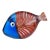 Murano Vintage Sommerso Blue Orange Aventurine Fenicio Pattern Italian Art Glass Fish Paperweight Figurine For Sale