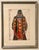 An Indigenous cultural concept painting depicting a figure in traditional patterned regalia with intricate beadwork and a...