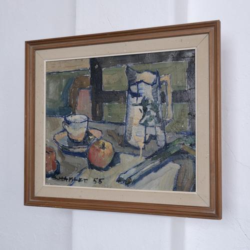 Sven-Olof Hamlet, Still Life, 1955, Oil on Canvas For Sale - Image 3 of 11