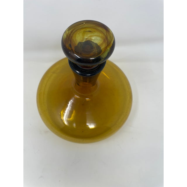 1970s Mid Century Amber Glass Ships Decanter For Sale - Image 5 of 5