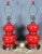 Pottery Barn Pair Double Gourd Chinese Porcelain Rare Red Glaze Pottery Barn Table Lamps For Sale - Image 4 of 14