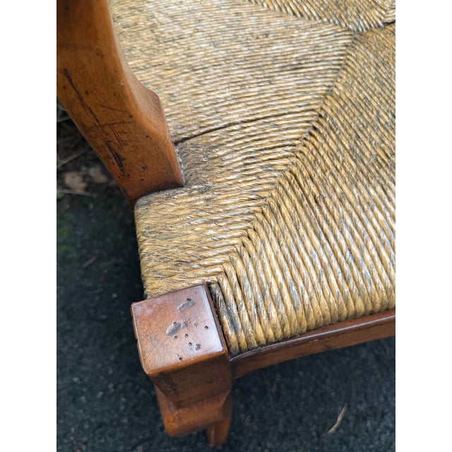 Rustic Pair of Rustic French Rush Seat Armchairs - Attributed to Guy Chaddock For Sale - Image 3 of 12