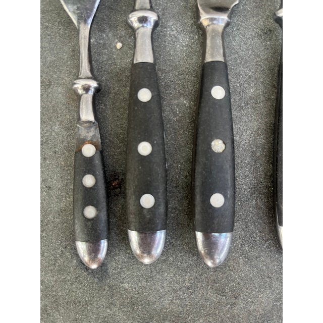 Vintage LC Germain Rostfrei Black Rivets Flatware Forks Spoons Knives - 46 Pieces For Sale - Image 4 of 4