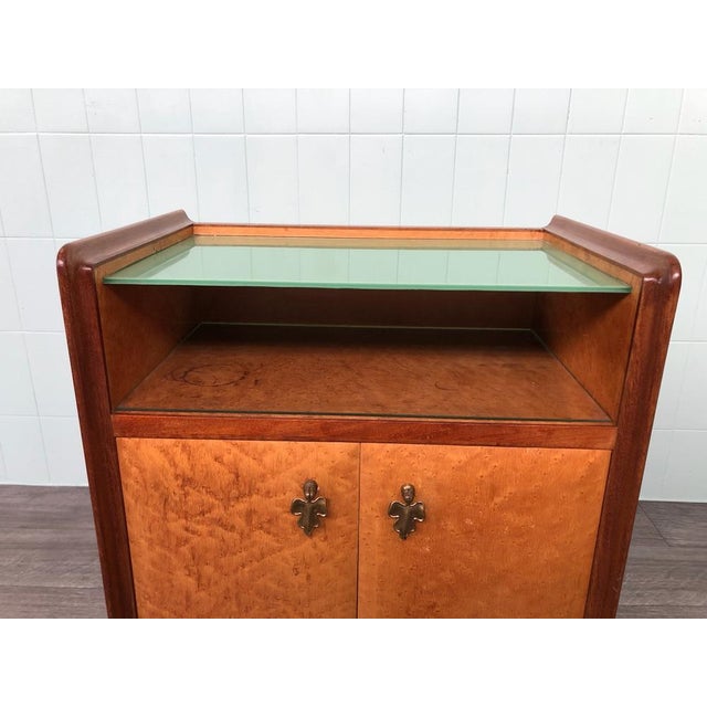 Vintage Italian Bedside Table with Green Glass Top, 1940s For Sale - Image 15 of 18