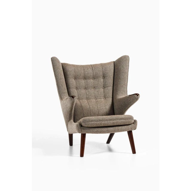 Easy Chair in Rosewood and Reupholstered in Kvadrat Fabric by Hans Wegner, 1950s For Sale - Image 3 of 12