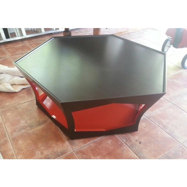 Angelo Donghia Octagonal Black And Red Lacquer Coffee Table Chairish