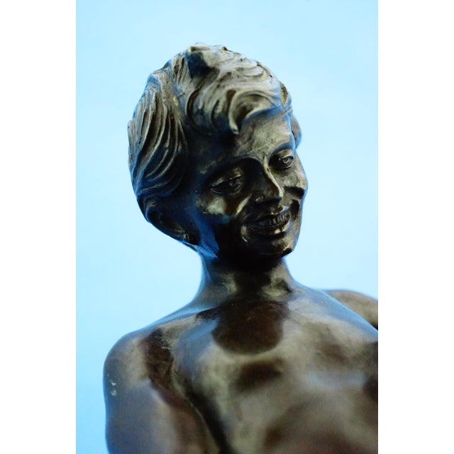 Large 20th Century Antimony Water Carrier Sculpture with Marble Base, Naples, Italy For Sale - Image 13 of 18