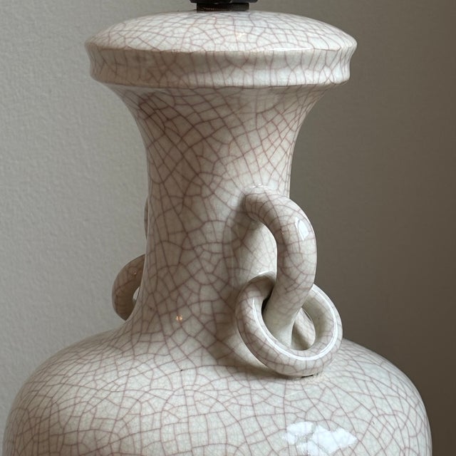 Early-20th Century Song Dynasty-Inspired Porcelain Table Lamp W/ Carved Wood Base For Sale - Image 13 of 18