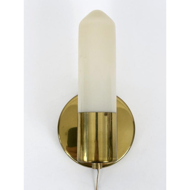Metal Bauhaus Brass & Opaline Glass Sconces, Germany, 1950s, Set of 2 For Sale - Image 7 of 18