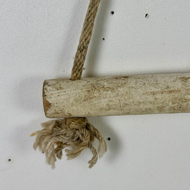 Vintage Primitive Folk Art Painted Wood & Rope Nautical Ladder, Wall Sculpture For Sale - Image 4 of 6