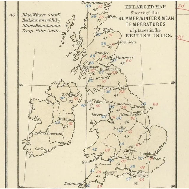 Climatological Map by A.K. Johnston, 1852 For Sale - Image 9 of 10