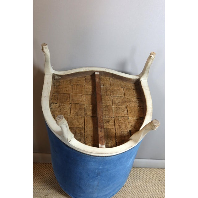 Louis XV Lounge Chair in Blue Velvet For Sale - Image 4 of 11