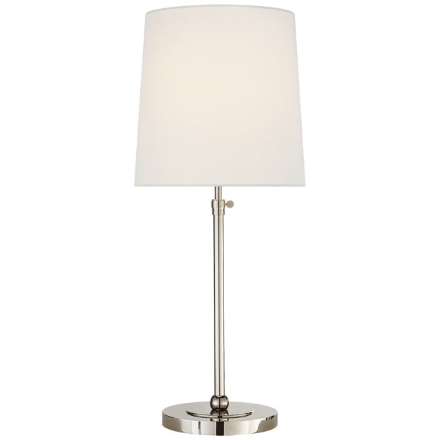 Modern Thomas O'Brien by Visual Comfort Signature Bryant Large Table Lamp in Polished Nickel with Linen Shade For Sale - Image 3 of 3