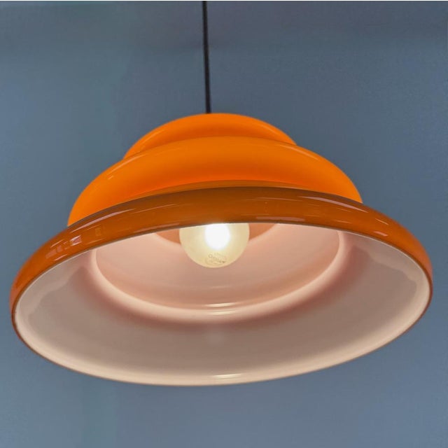 Space Age Orange Glass Mushroom Pendant from Peill & Putzler, 1970s For Sale - Image 3 of 11