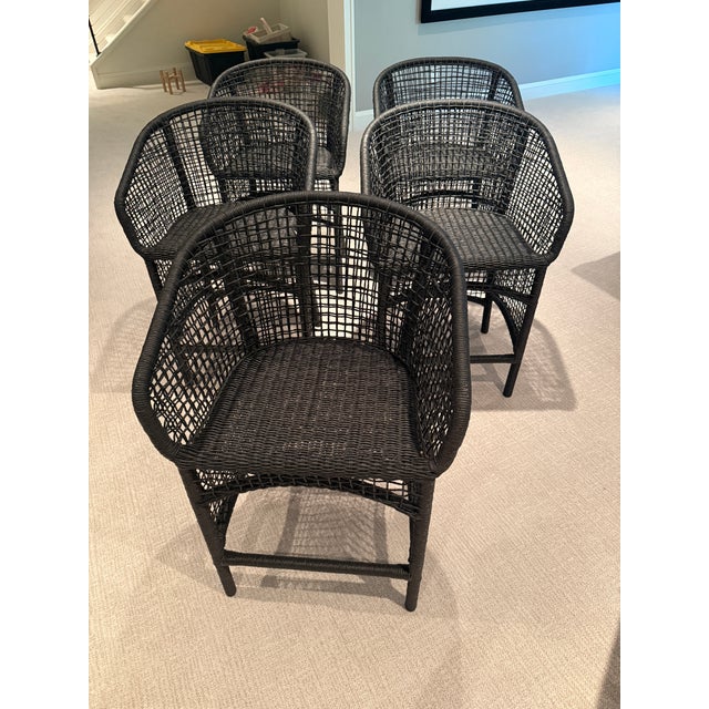 2020s Helena Counter Stool Charcoal Wicker by Made Goods For Sale - Image 5 of 5