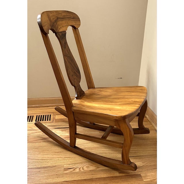American Vintage Handcrafted Child-Size Small Wooden Rocker For Sale - Image 3 of 7
