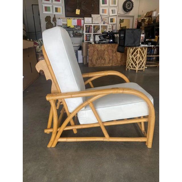 Restored 1940's Transition Rattan Recliner Lounge Chair For Sale In Los Angeles - Image 6 of 12