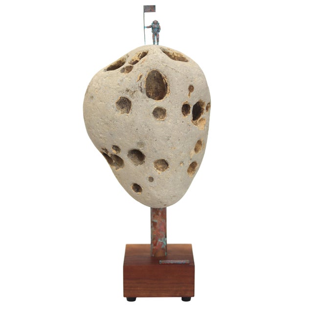 Contemporary Astro 015 - 3d Three Dimensional Vertical Original Contemporary Abstract Mixed Media Stone Sculpture by Kevin Perrault For Sale - Image 3 of 11
