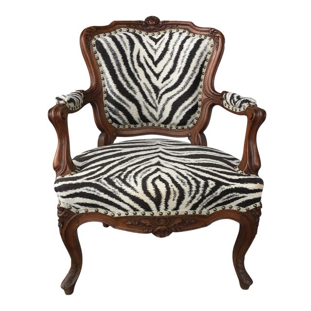 French Zebra Accent Arm Chair Chairish