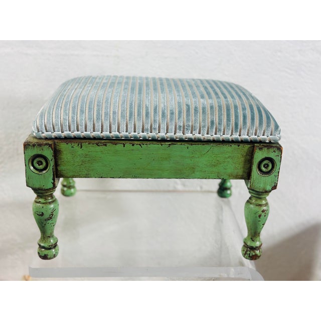 Vintage Footstool, Recovered in Brunswick Velvet For Sale - Image 4 of 6
