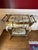 Florentine Parcel Gilt Tray Top Service Bar Cart, 20th Century, Scrolled and Turned Handles, Removable Tray Over Two-...