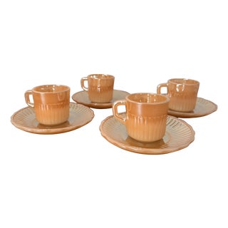 Vintage Coffee Set in Orange Jadeite by by Fire King for Anchor Hocking, 1950s, Set of 8 For Sale