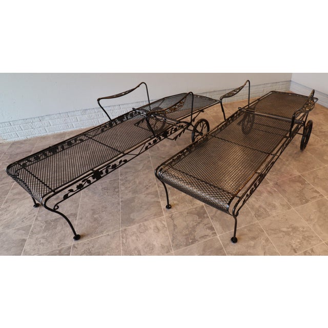 Sam Blount Company Wrought Iron Floral Chaise Loungers — Vintage Pair For Sale - Image 14 of 18