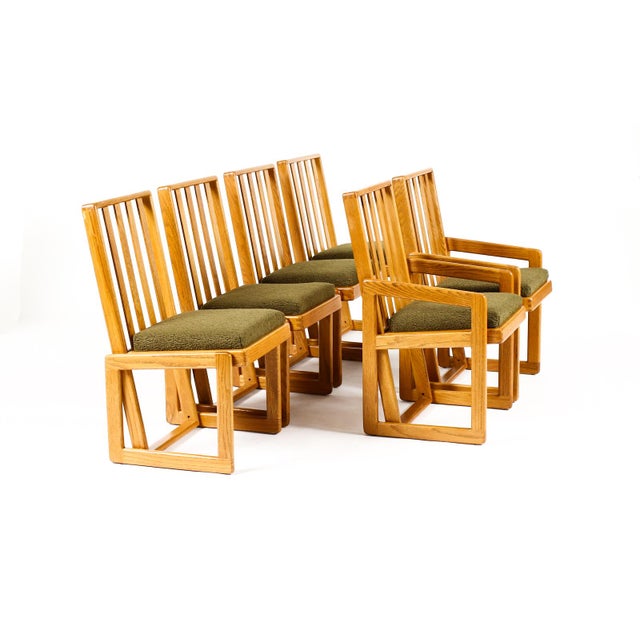 Vintage Mid Century 70’s Chunky White Oak Dining Set — Glenn of California — Table + 6 Chairs For Sale In Los Angeles - Image 6 of 17